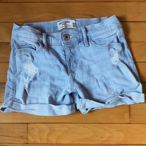 Abercrombie Distressed Jean Midi Shorts